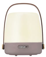 Frontansicht der kooduu LED-Lampe LITE-UP 2.0 mit grauem Sockel und Bedienelementen.