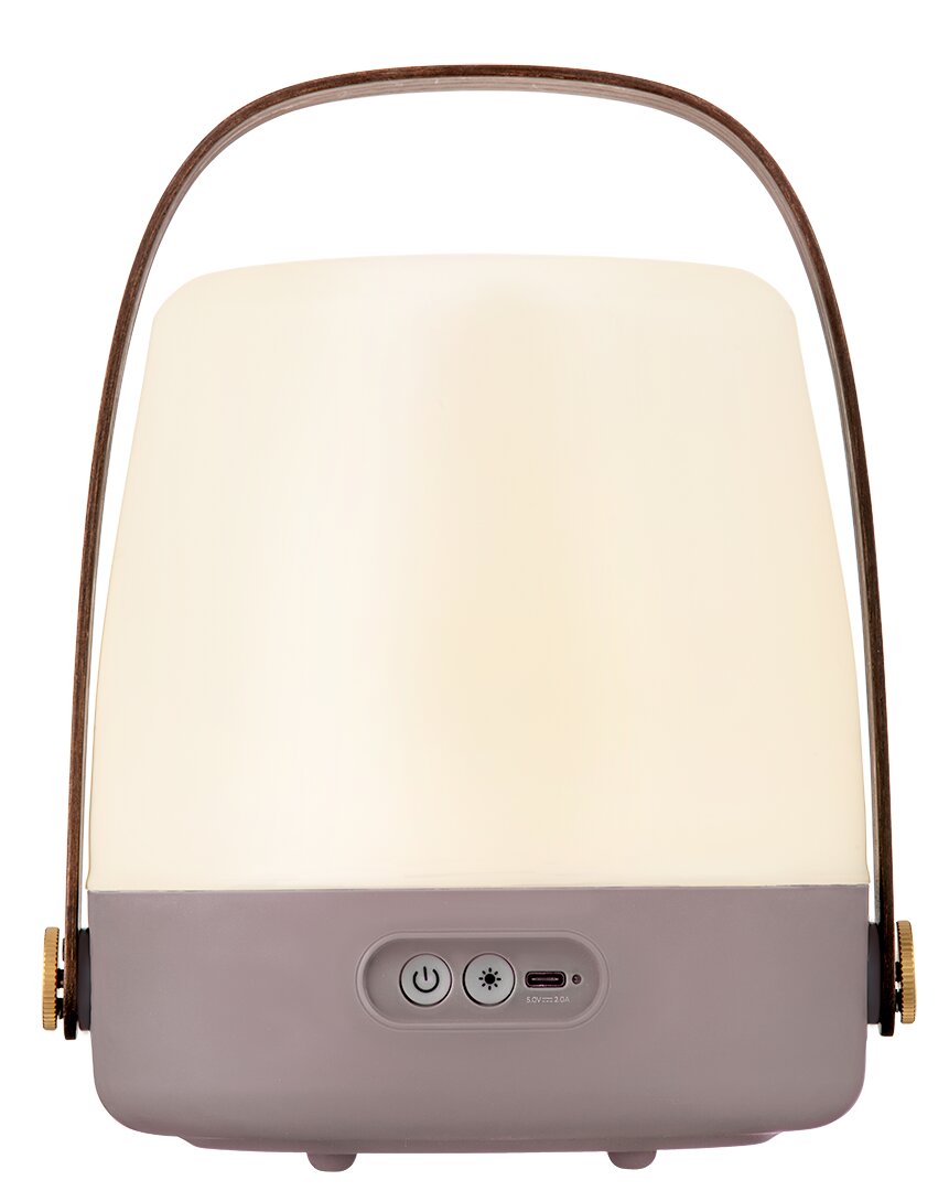 kooduu LED-Lampe LITE-UP 2.0 Frontansicht der kooduu LED-Lampe LITE-UP 2.0 mit grauem Sockel und Bedienelementen.