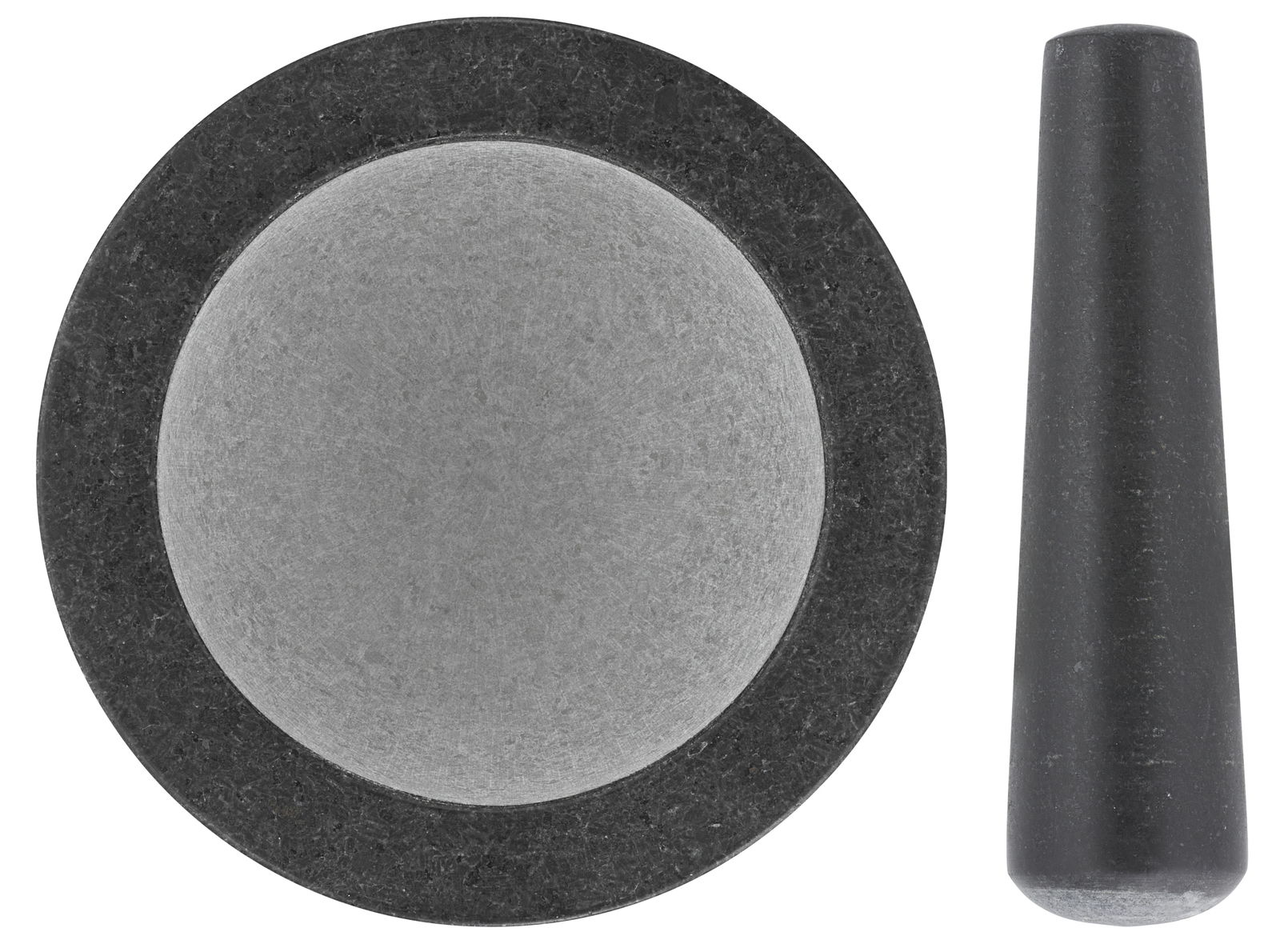 Mörser und Stößel aus Stein, Draufsicht