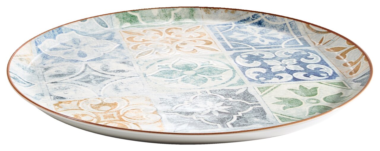 Ritzenhoff & Breker Pizzateller Ø31,50cm Pizzateller mit buntem, geometrischem Muster aus der Seitenperspektive