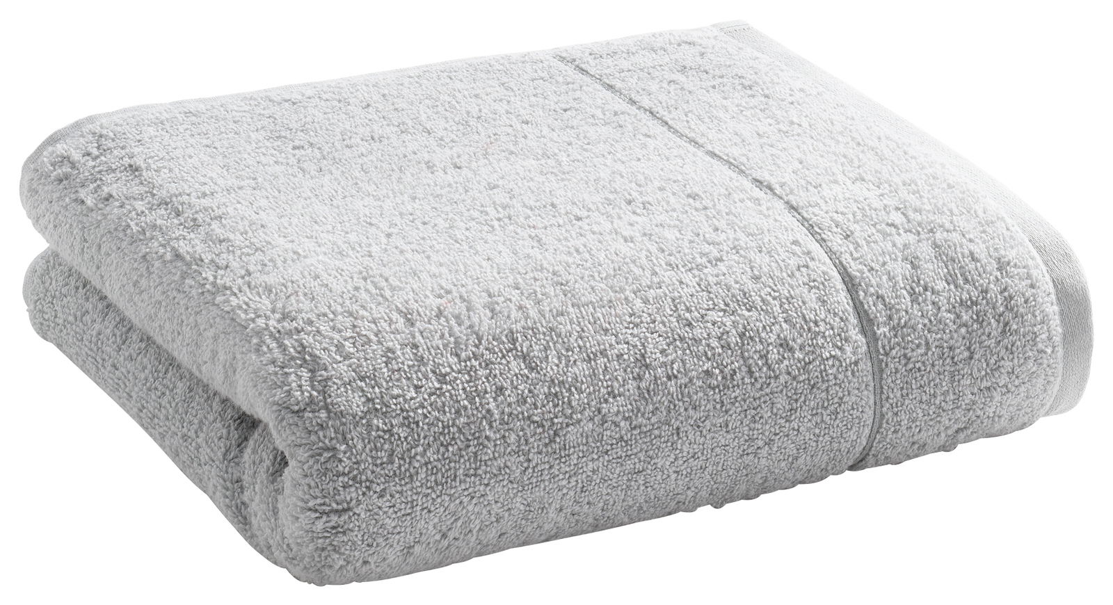 Graues, gefaltetes Duschtuch in Seitenansicht