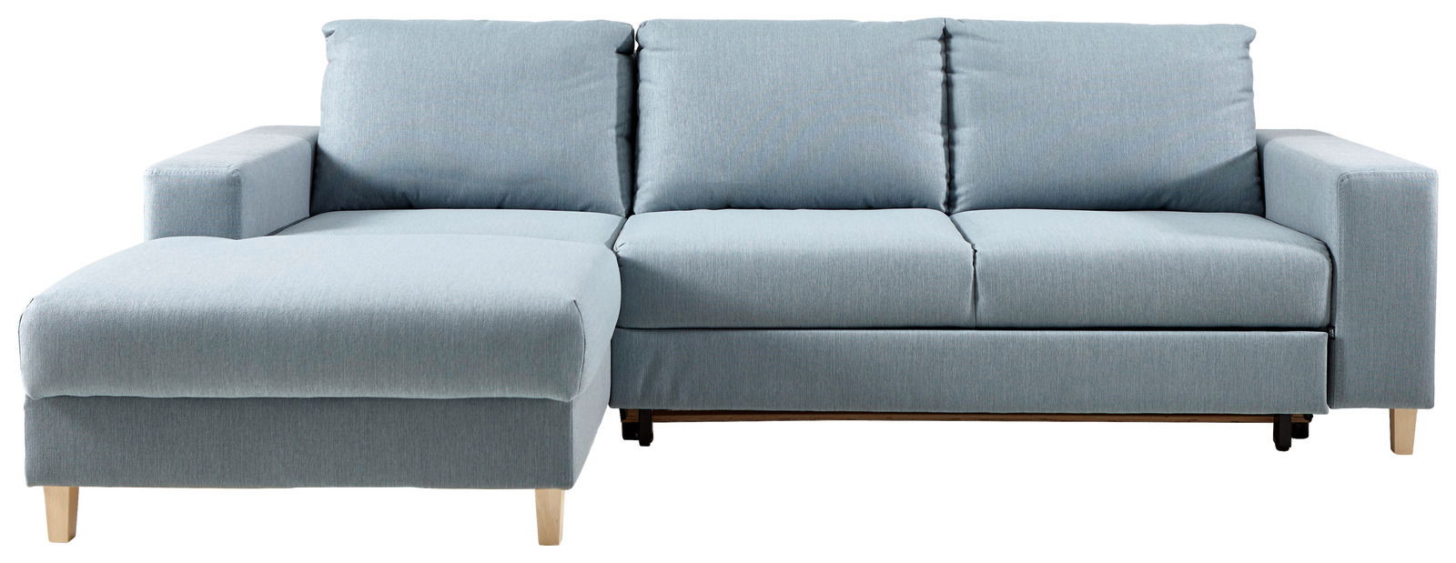 Rundecke Ottli (L) in hellblauem Stoff, Vorderansicht