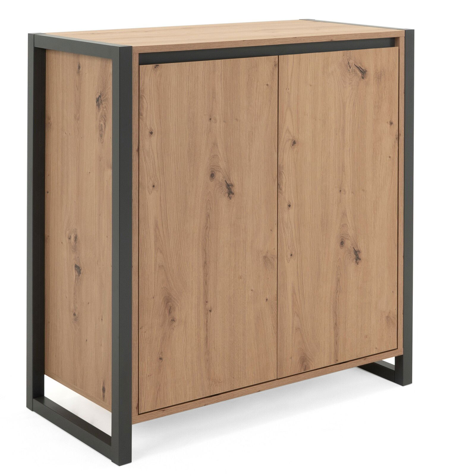 Z2 Kommode Denver Kommode aus Holz mit Metallrahmen, seitliche Perspektive