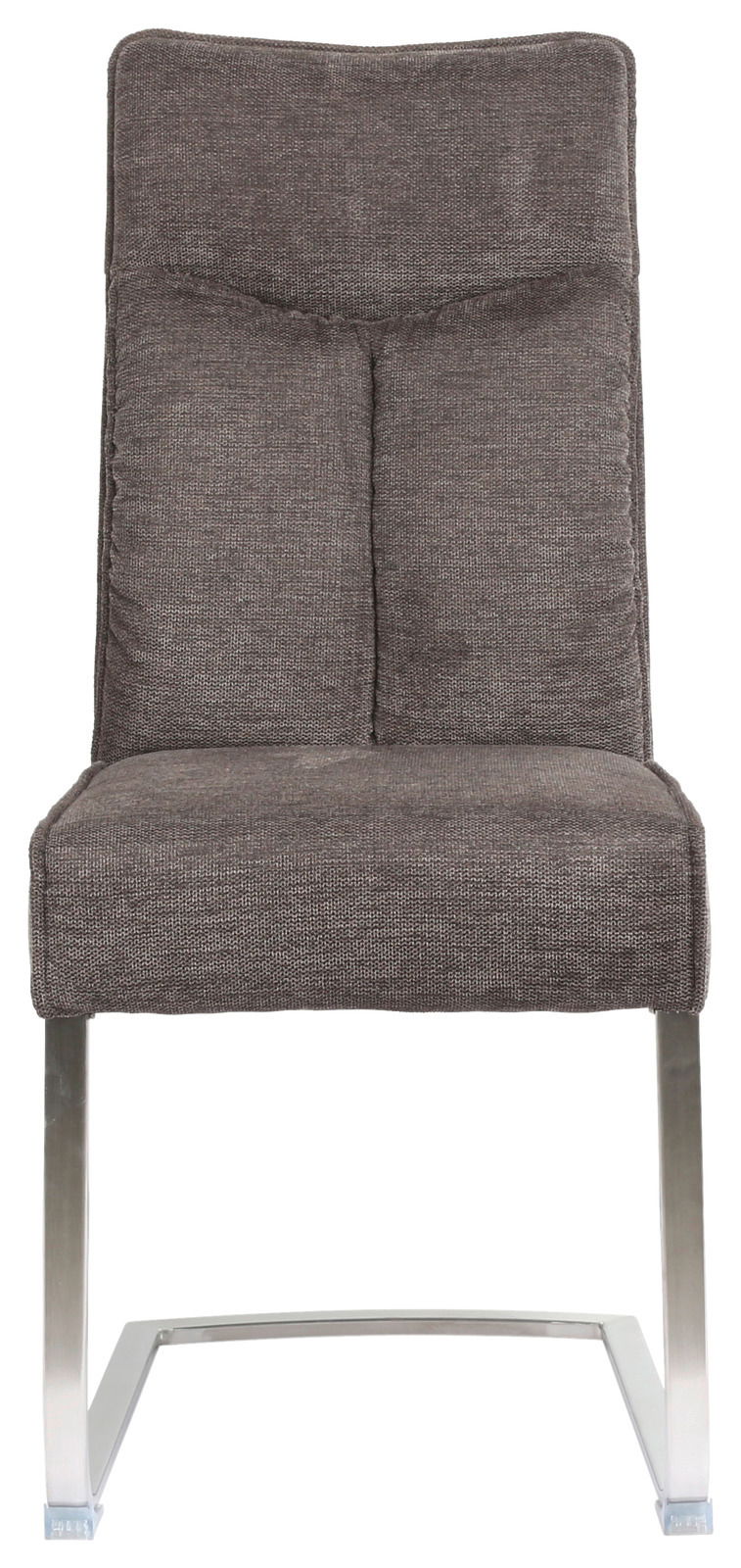 Freischwinger Stuhl in grauem Stoffbezug, Vorderansicht