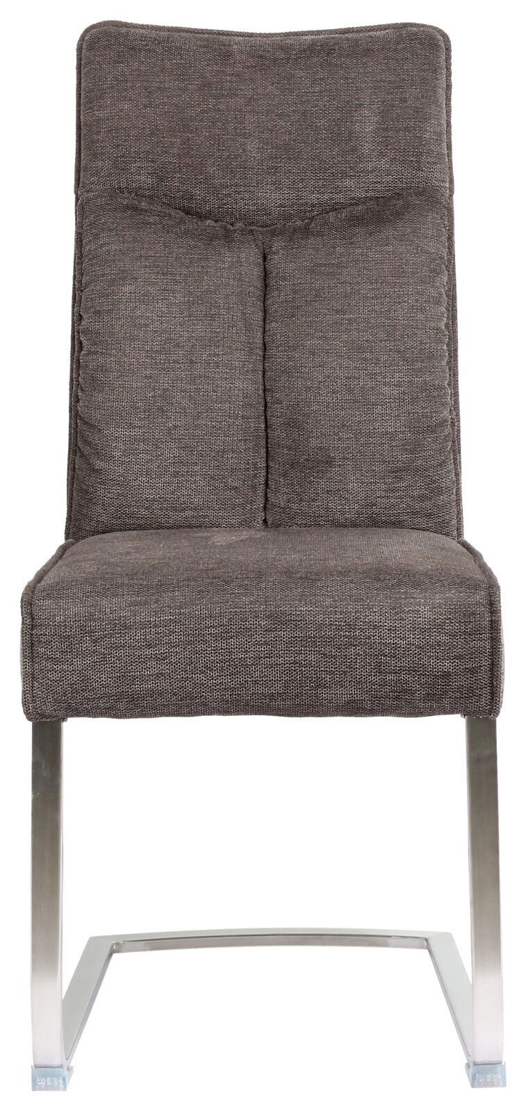 Freischwinger Stuhl in grauem Stoffbezug, Vorderansicht