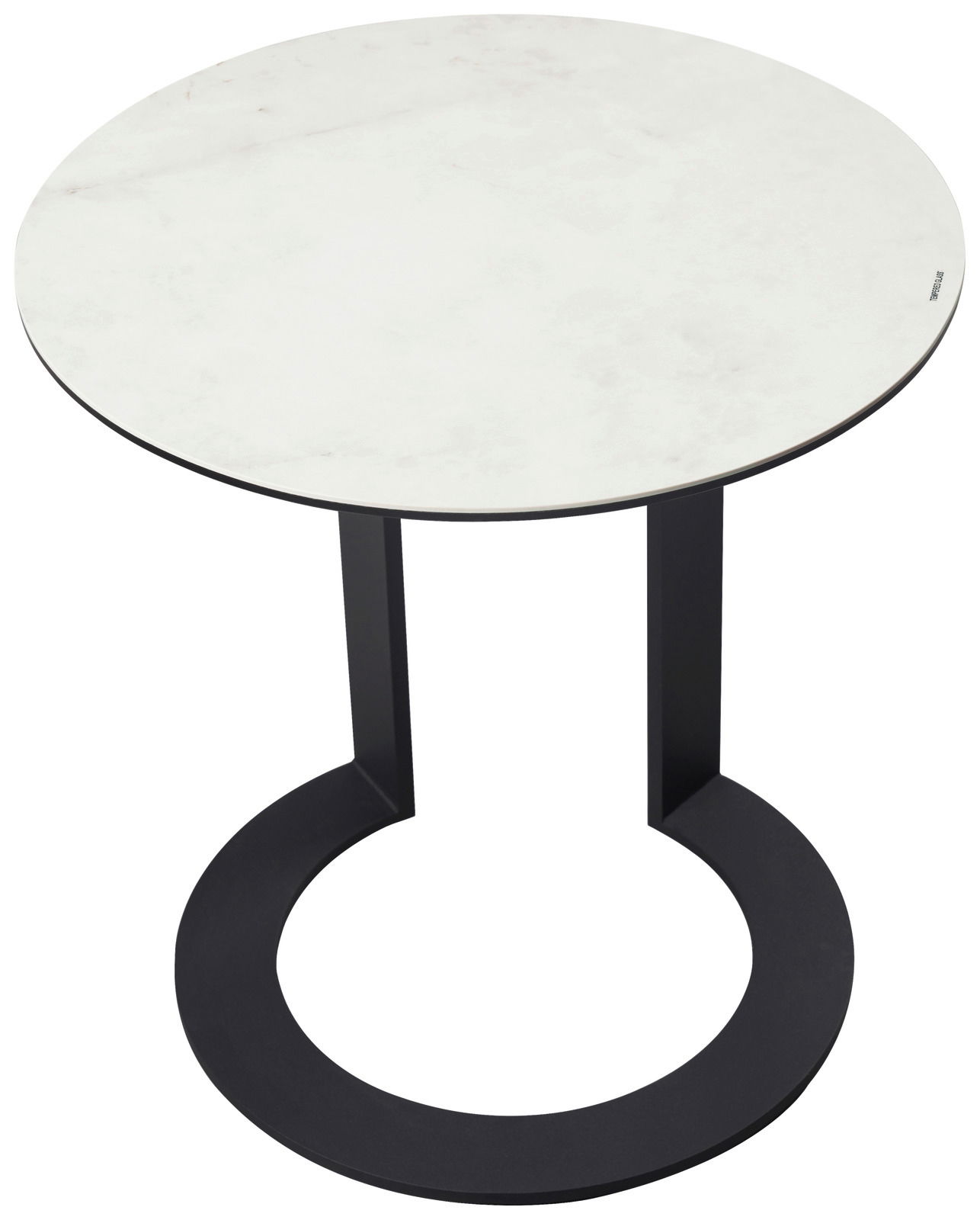Dieter Knoll Beistelltisch BILBAO Runder Beistelltisch mit weißer Marmorplatte und schwarzem Metallgestell, Ansicht von oben