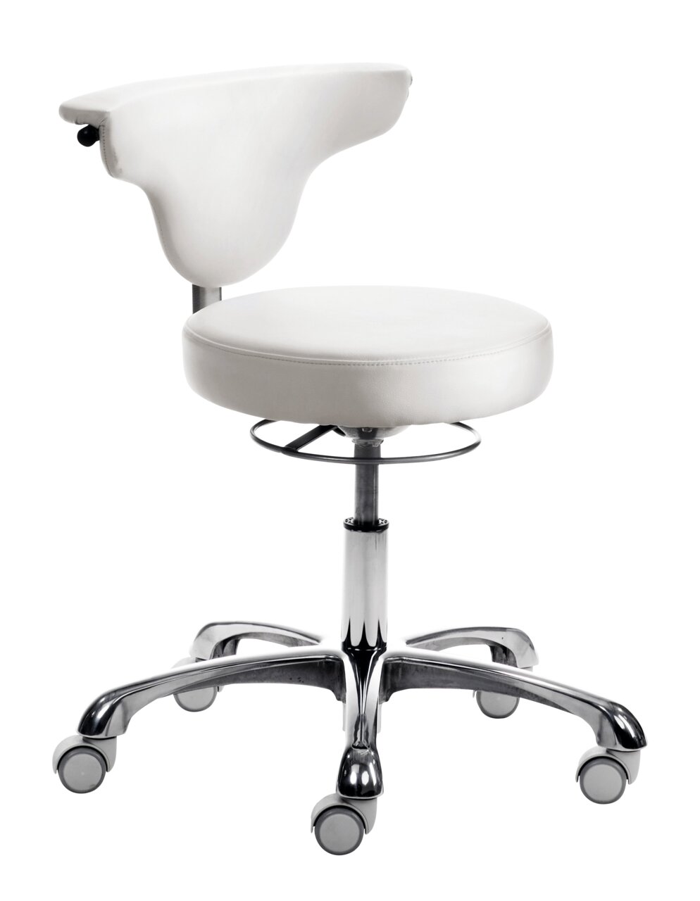 Venda Funktionsdrehstuhl MY JAZZ Moderner weißer Funktionsdrehstuhl mit verchromtem Fußgestell, seitliche Perspektive