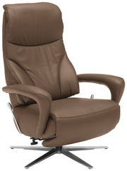 Brauner Relax-Sessel mit hoher Rückenlehne und Armlehnen, seitliche Perspektive
