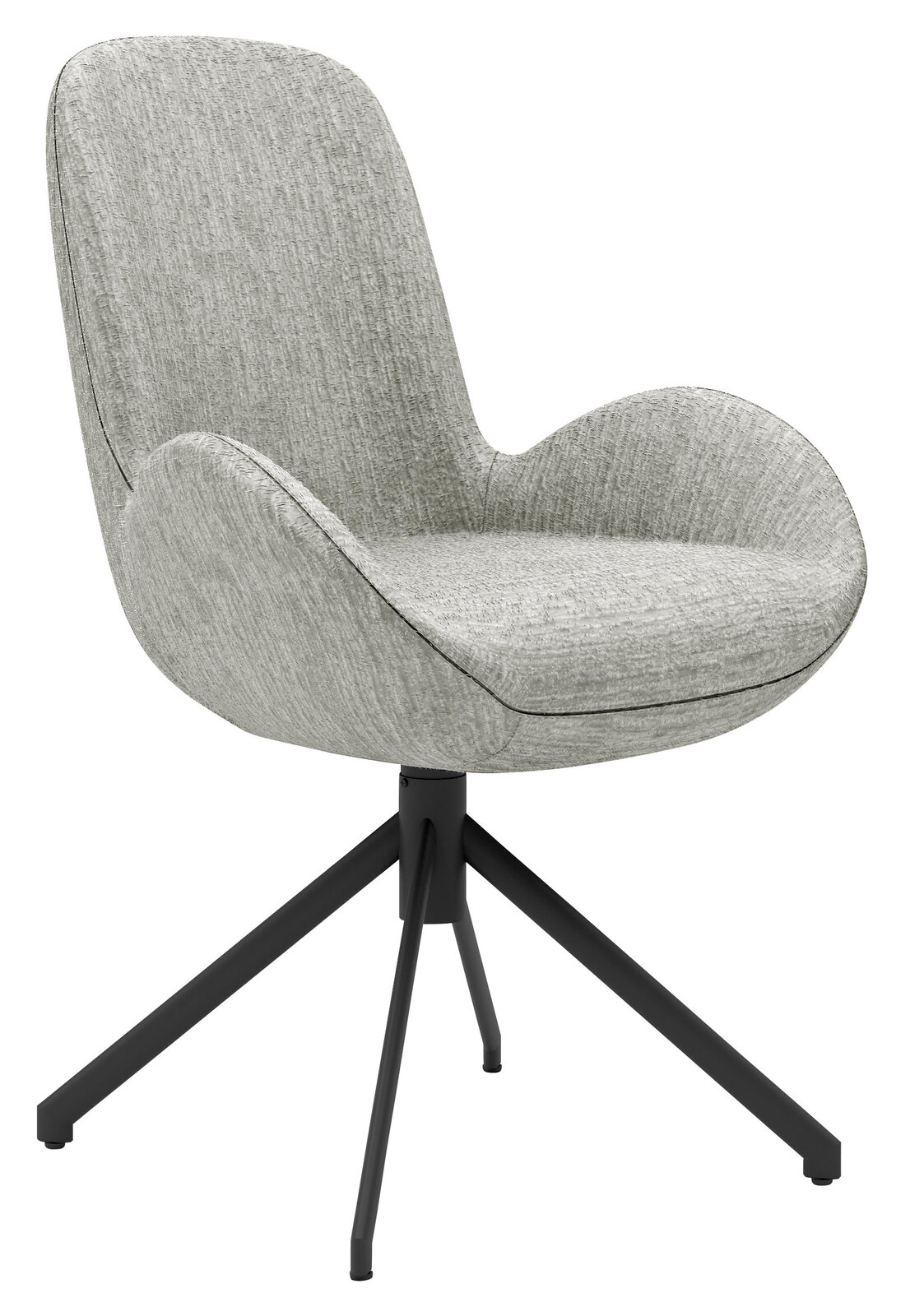 Musterring Armlehnstuhl MR HELVIN Grauer Armlehnstuhl mit Stoffbezug und schwarzem Metallgestell, seitliche Perspektive
