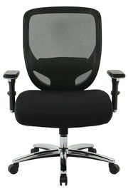 Schwarzer Chefsessel mit Netzrückenlehne und verstellbaren Armlehnen, Vorderansicht