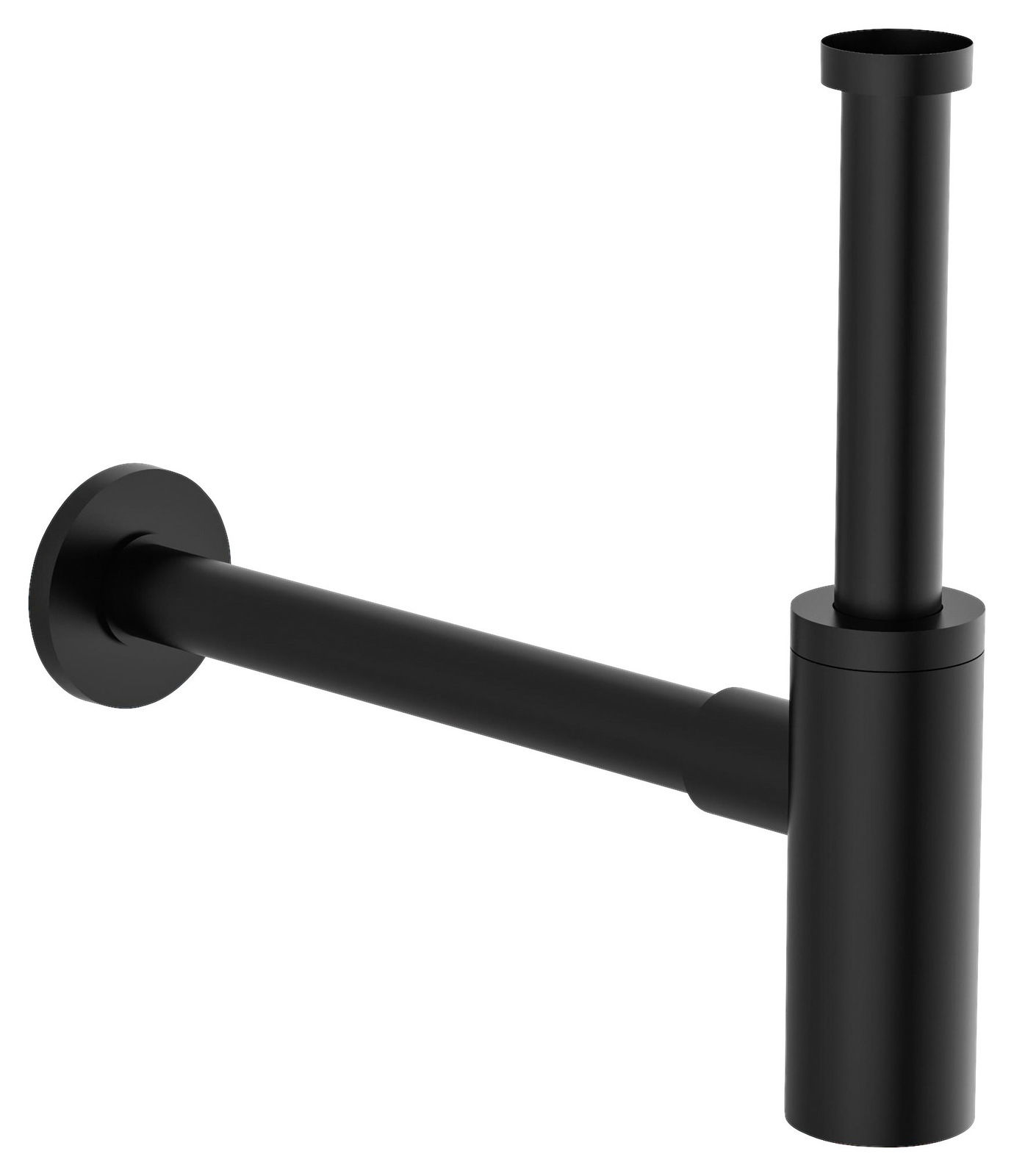 Schwarzer Design-Flaschensiphon aus seitlicher Perspektive