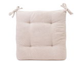 Sitzkissen GÖZZE SVEN in beige, quadratisch 40x40x4cm, Vorderansicht mit dekorativen Knoten an den Ecken.