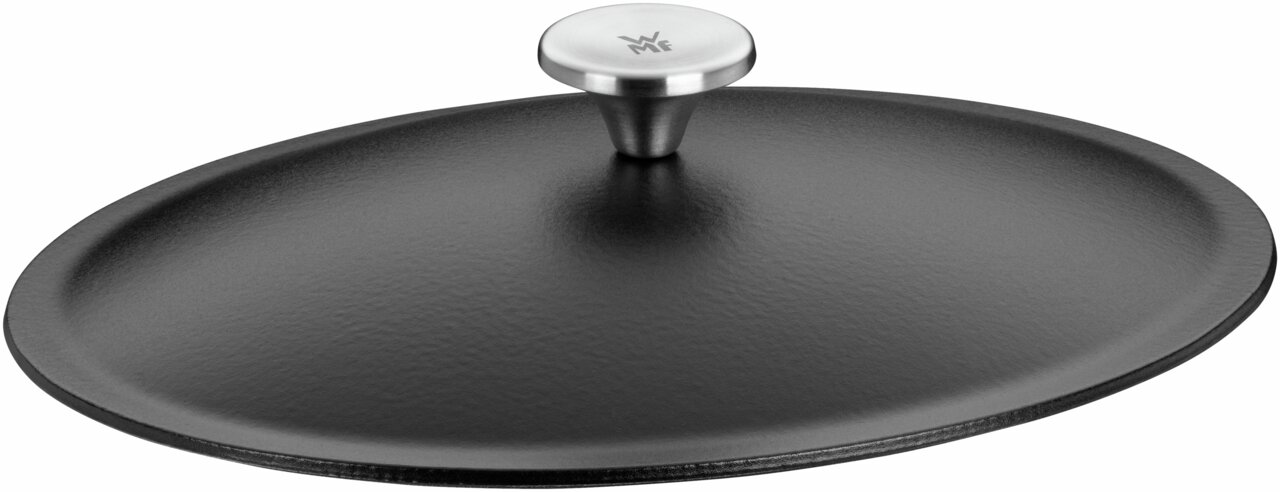 Gusseiserner Deckel mit Griff von oben betrachtet