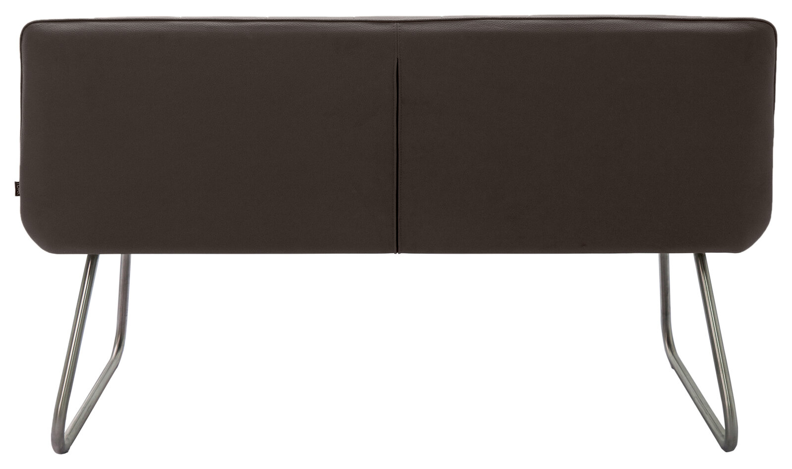 Novel Bank HENRY Rückansicht einer modernen Bank mit dunklem Polster und Metallbeinen.