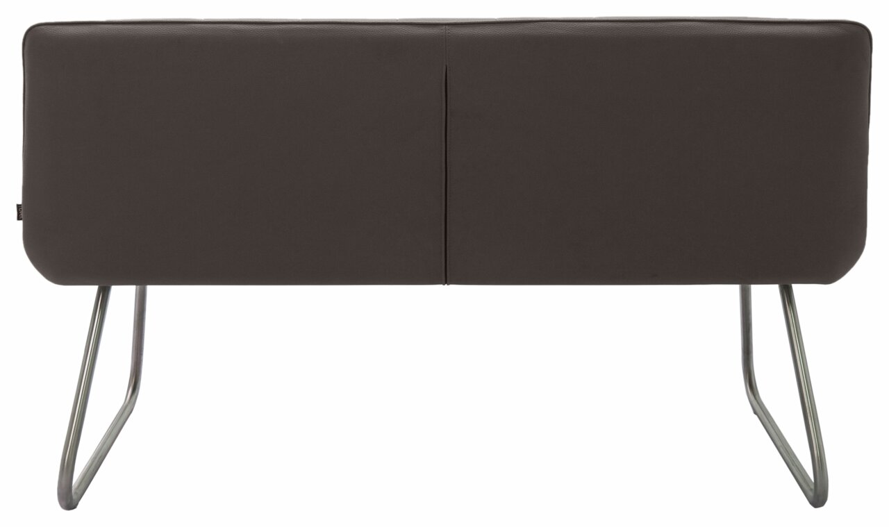 Novel Bank HENRY Rückansicht einer modernen Bank mit dunklem Polster und Metallbeinen.