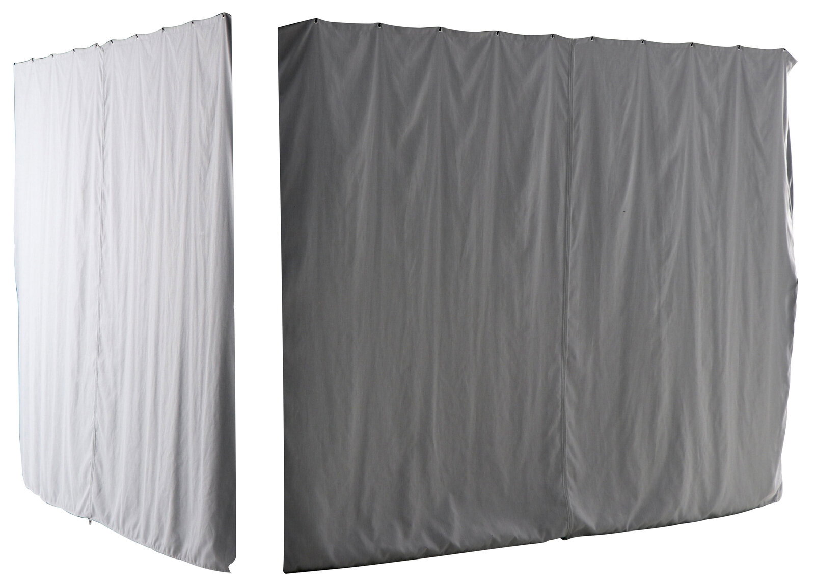 MWH 1x Ersatz-Vorhang f. Pavillon CURTANO Ersatz-Vorhang für Pavillon in grauer Farbe, frontal und seitlich abgebildet.