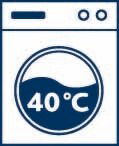 Waschsymbol für 40 Grad Celsius, Vorderansicht