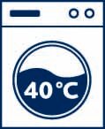 Waschsymbol für 40 Grad Celsius, Vorderansicht