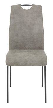 Grauer Stuhl mit Metallbeinen, Vorderansicht