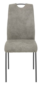 Grauer Stuhl mit Metallbeinen, Vorderansicht