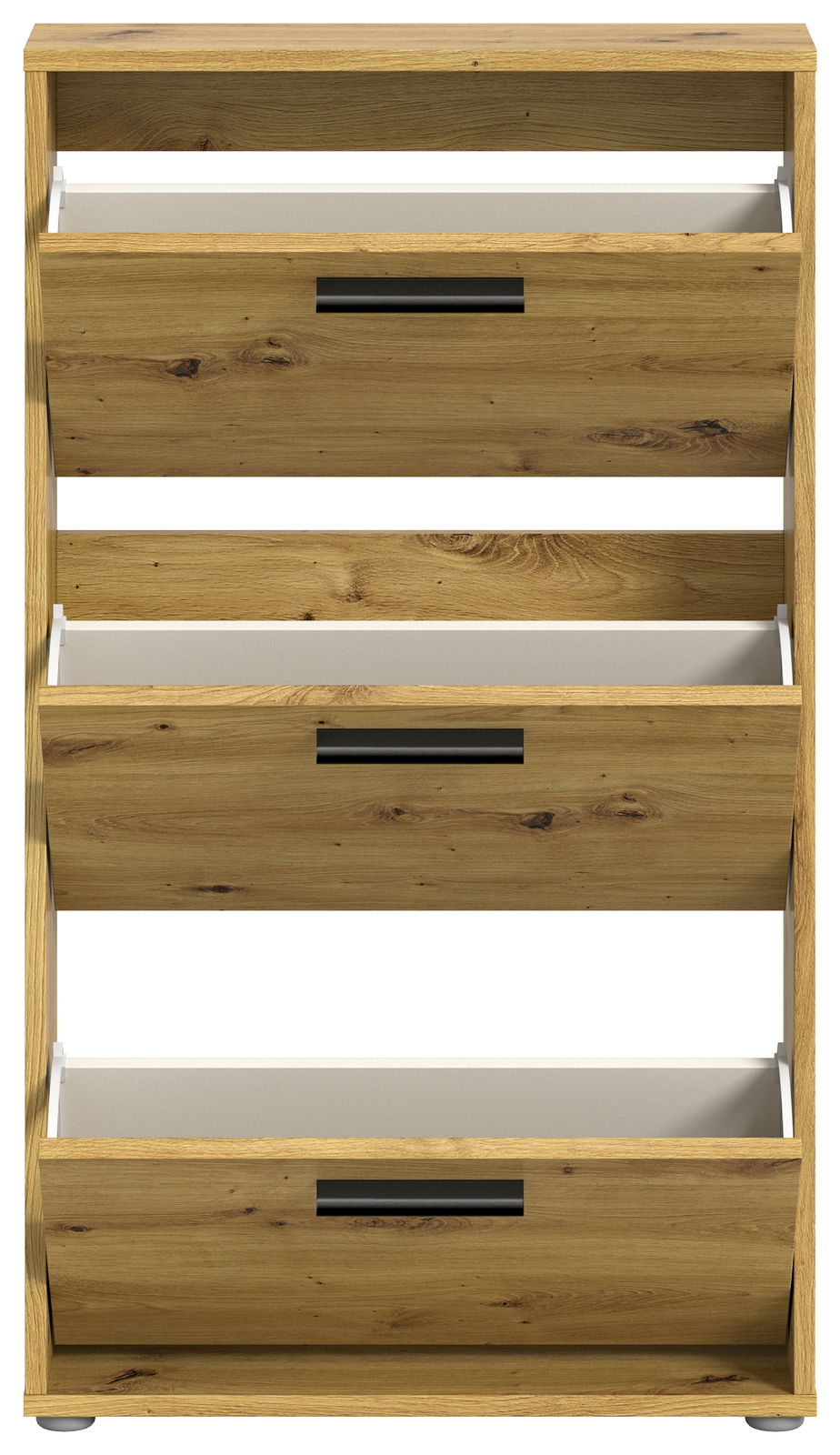 Schuhkipper aus Holz mit drei Klappen, Frontalansicht