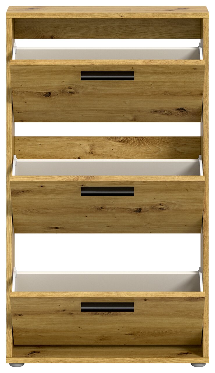 Schuhkipper aus Holz mit drei Klappen, Frontalansicht