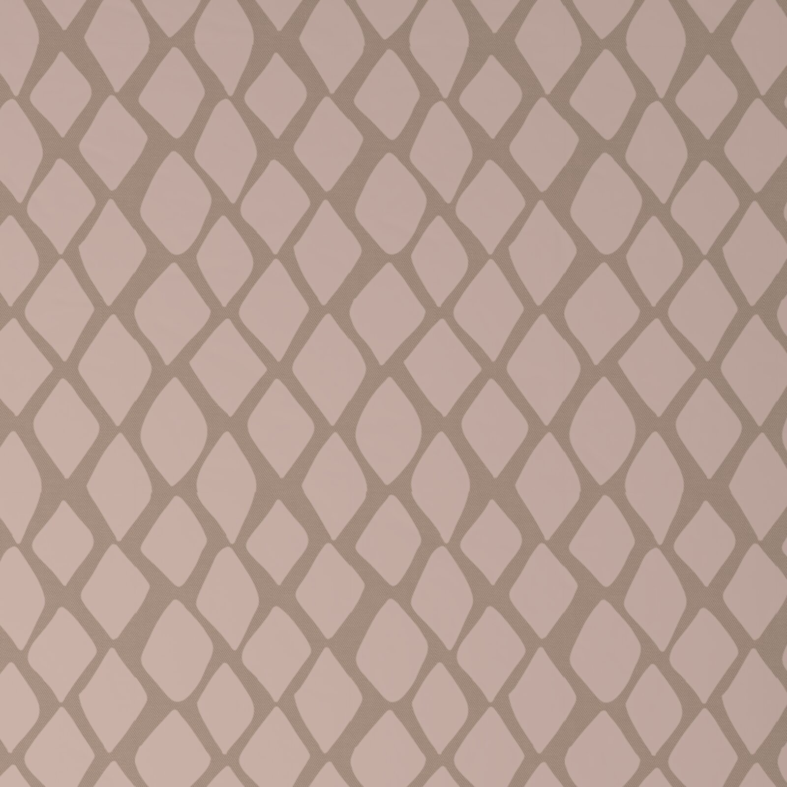Nahaufnahme einer Wendebettwäsche mit geometrischem Muster in Beige und Rosa.