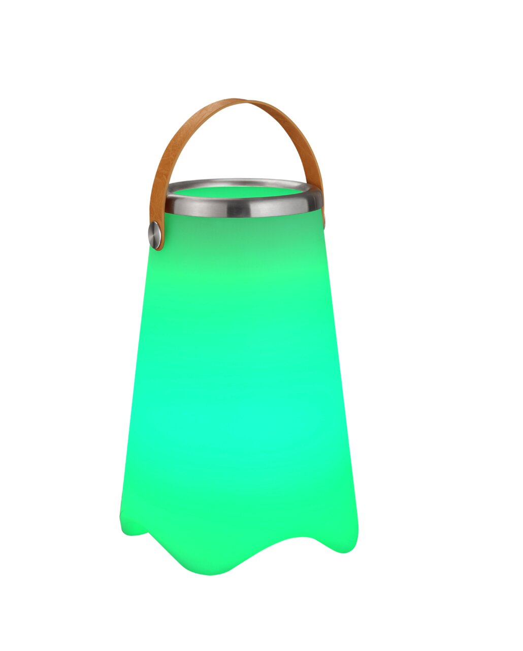 Grüner Outdoor-Sektkühler JAMAICA mit Holzgriff, seitliche Perspektive