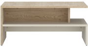 Moderner Couchtisch aus Holz mit zwei Ebenen, Frontansicht
