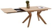 Moderne houten eettafel met uitschuifbaar tafelblad, zijaanzicht