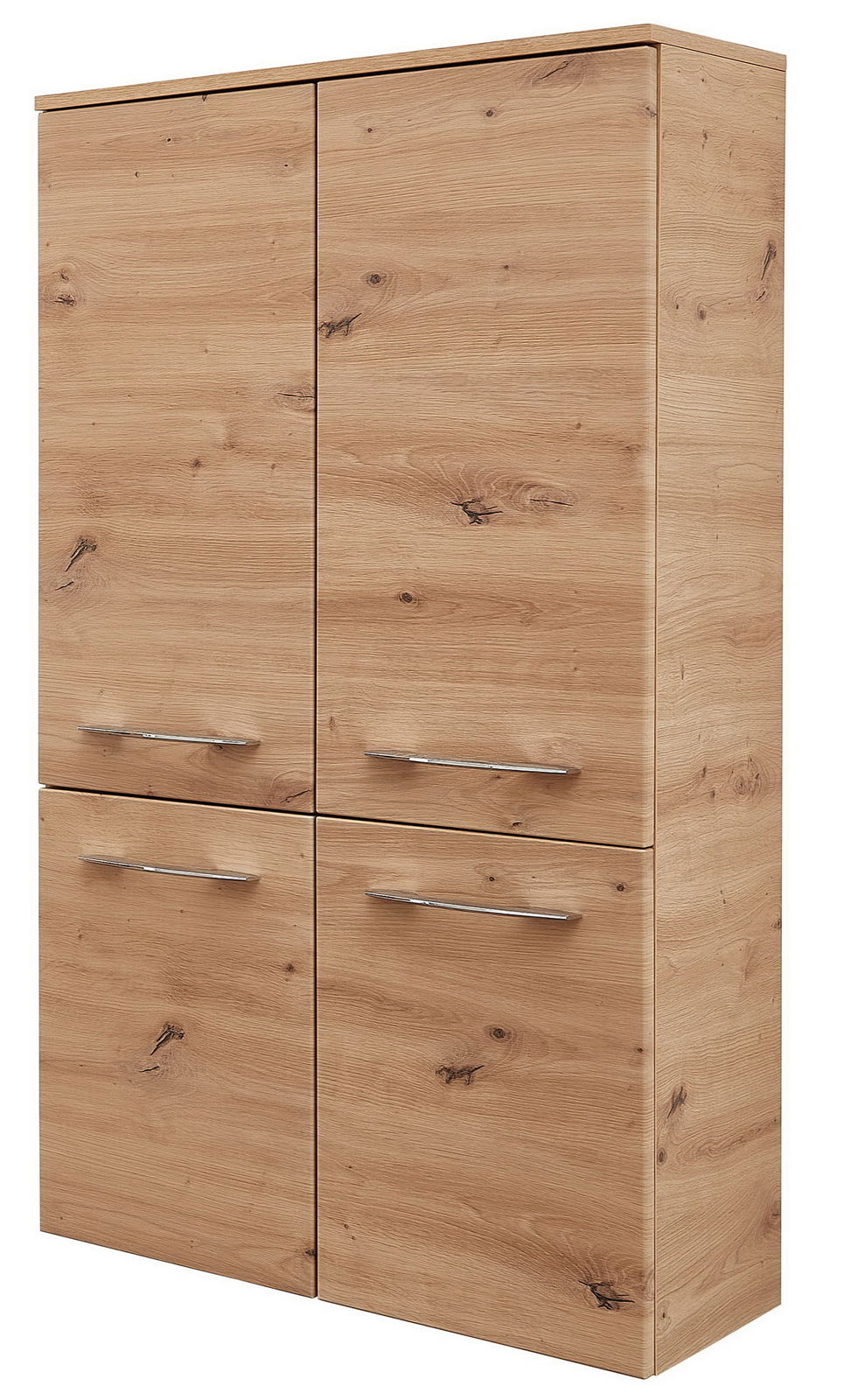 Midischrank aus Holz mit vier Türen, seitliche Perspektive