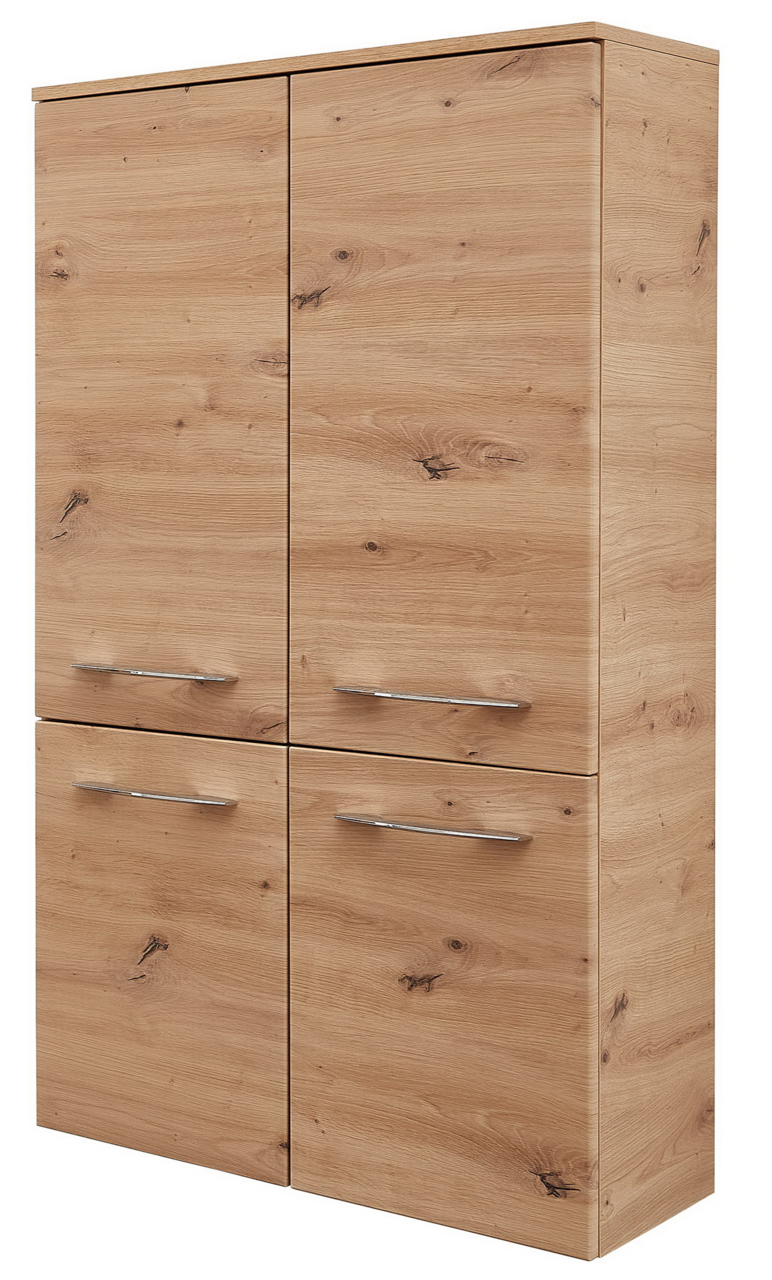 Midischrank aus Holz mit vier Türen, seitliche Perspektive