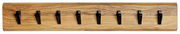 Wandgarderobe aus Holz mit sieben schwarzen Haken, Ansicht von vorne
