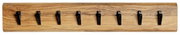 Wandgarderobe aus Holz mit sieben schwarzen Haken, Ansicht von vorne