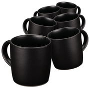 Sechsteiliges schwarzes Tassenset Nordic, seitliche Perspektive