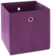 Lila Stoffbox mit Metallösen, perspektivisch von vorne links fotografiert