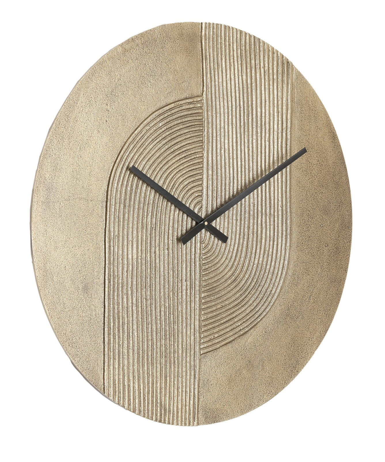 Light&Living Uhr GWENNA Moderne Wanduhr mit strukturiertem, kreisförmigem Design in Beige und schwarzen Zeigern, Frontalansicht