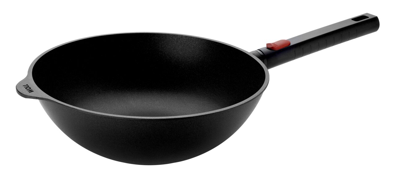 Woll Guss-Wok ECO LOGIC QXR Guss-Wok 28cm Eco Logic QXR mit langem Griff, seitliche Perspektive