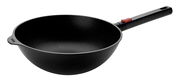 Guss-Wok 28cm Eco Logic QXR mit langem Griff, seitliche Perspektive