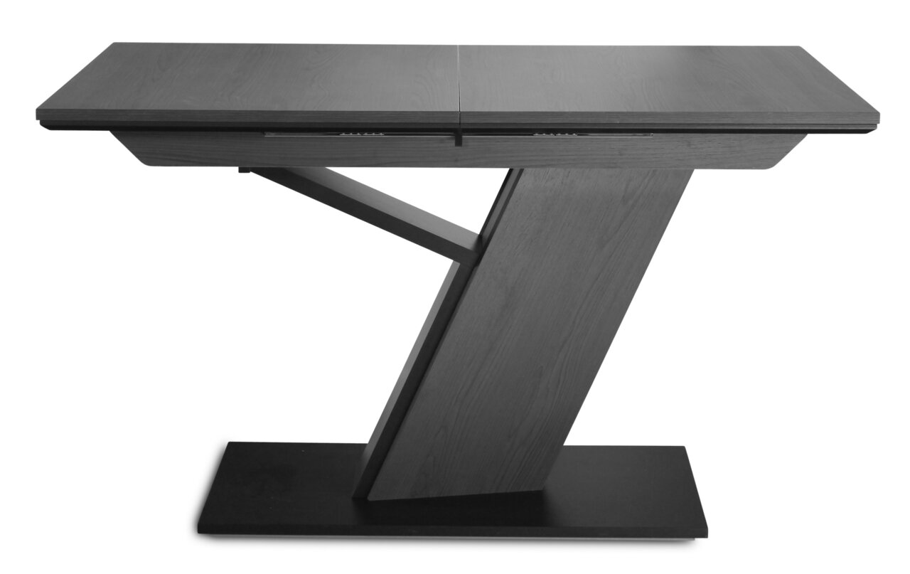 Moderner Tisch mit Z-förmigem Gestell, seitliche Perspektive
