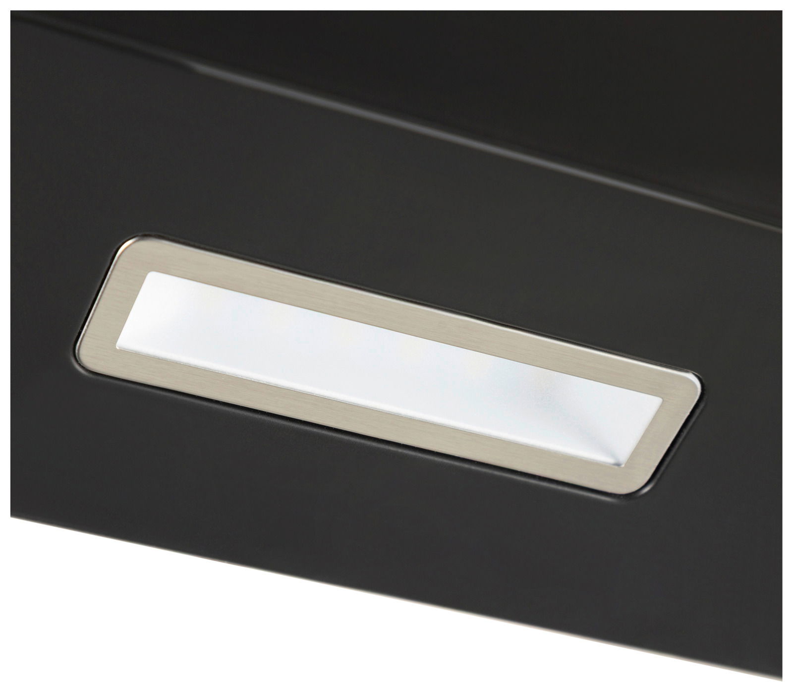 Nahaufnahme einer rechteckigen LED-Leuchte in einer Dunstabzugshaube