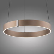 Moderne LED-Pendelleuchte in Ringform, seitliche Perspektive