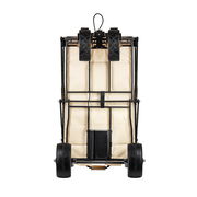 Elektrischer Bollerwagen Falko von unten mit sichtbaren Rädern und Rahmen.