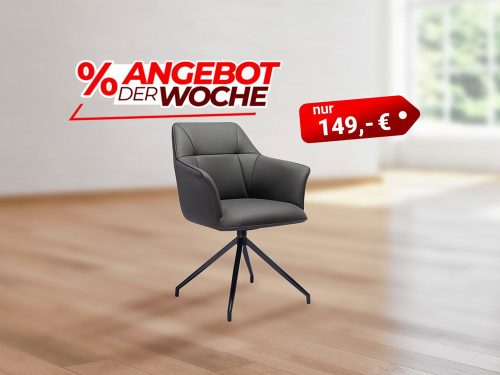 Moderner Drehstuhl in Grau auf Holzboden, Angebot der Woche, nur 149 €