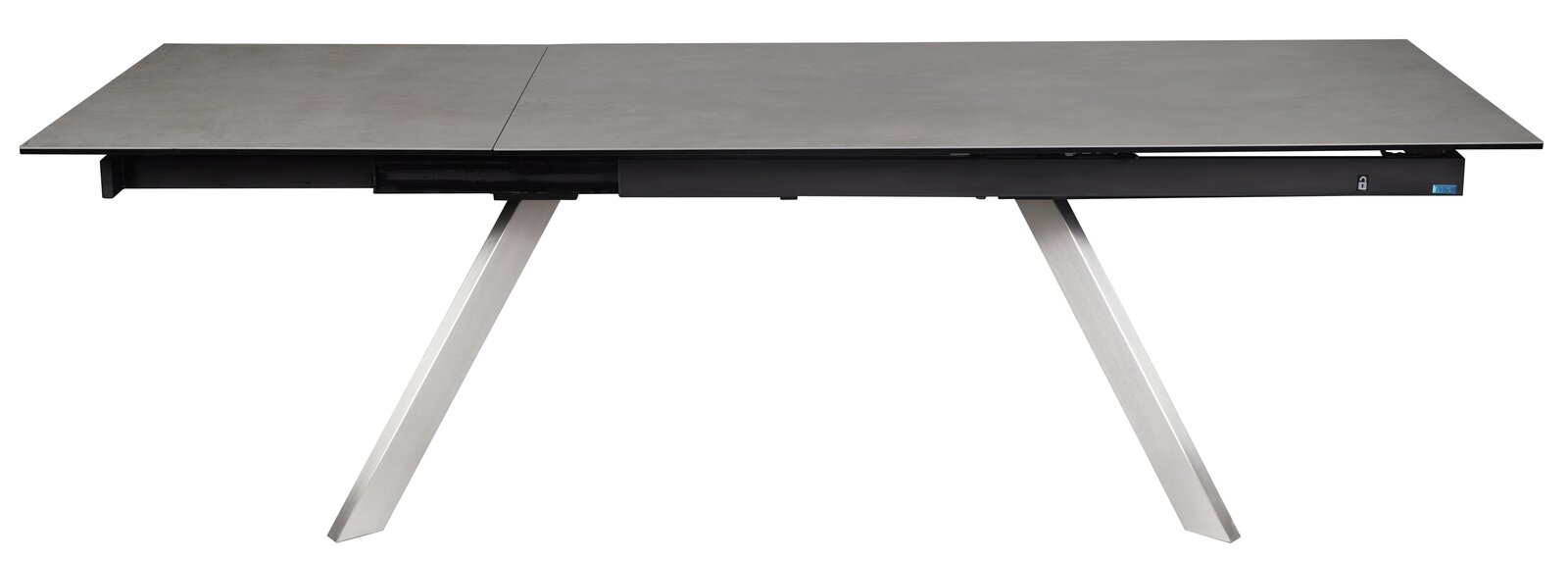 Novel Esstisch ATLANTA Moderner Esstisch mit grauer Tischplatte und schrägen Metallbeinen, Seitenansicht