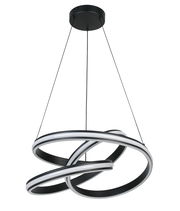 Moderne LED-Hängeleuchte mit verschlungenen Ringen, seitliche Perspektive