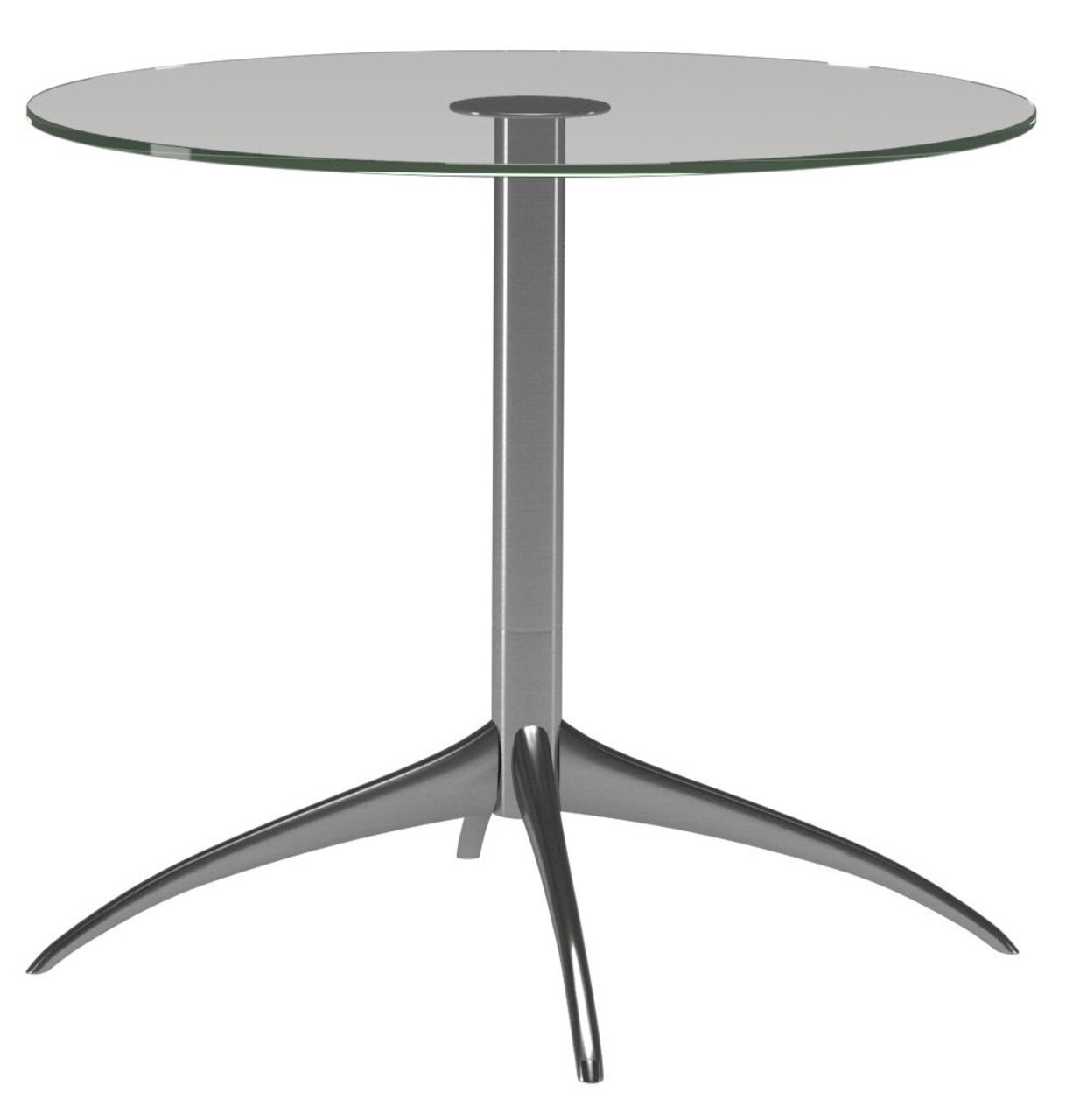 Stressless Beistelltisch URBAN Moderner Beistelltisch mit runder Glasplatte und metallischem Dreibeingestell, seitliche Perspektive