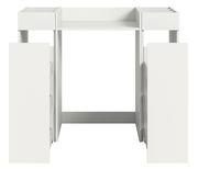 Frontansicht eines weißen Waschmaschinenumbausets mit seitlichen Schubladen.