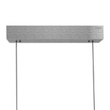 Moderne Pendelleuchte PURE-MOTO-RISE in silberner Metalloptik, frontal von unten betrachtet.