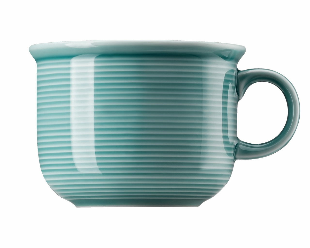 Thomas Kaffee-Obertasse Ice Blue Trend Colour Kaffee-Obertasse Ice Blue mit feinen horizontalen Rillen, seitliche Perspektive
